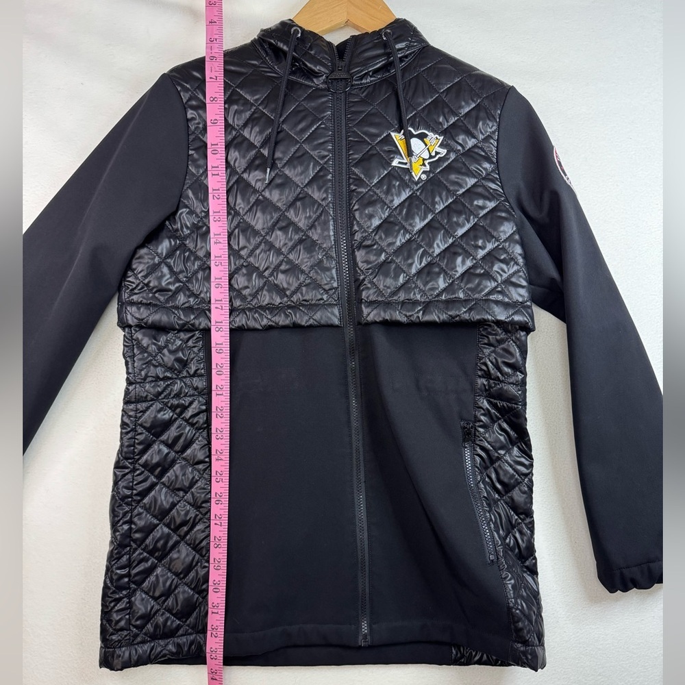 NWOT Tommy Hilfiger NHL Pittsburgh Penguins Quilted Hooded Jacked Black Small - Picture 7 of 15